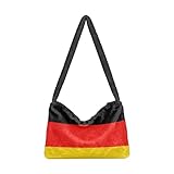 German Flag Shoulder Tote Bags for Women Furry Crossbody bag with Zipper Hobo Handbag Purses for Work College Travel