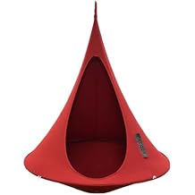 Cacoon Hanging Chair for Kids - Weight Capacity 220Lbs - Outdoor and Indoor Use - Hanging Kit Included - Aluminum Ring for Durability Chili Red