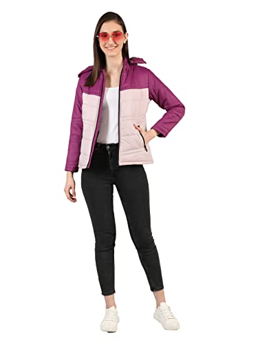 Image of CHKOKKO Polyester Women's Winter Standard Length Quilted Jacket Light Plum Baby Pink S, Small