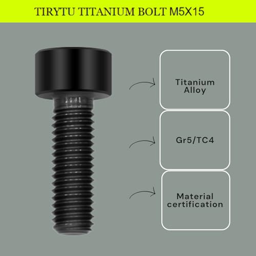 Image of 4PCS Titanium Bolts M5x15mm Socket Head Cap Screw, Black | M5 Hex Socket Screws, Lightweight Design, Ideal for Humid /Salty Environments, Bicycle Water Bottle Cage Fasteners