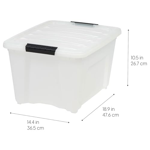 Image of IRIS USA 8 Pack Stackable Storage Bin, 32 Quart Plastic Container Totes with Latching Lids for Home and Office Organization, Pearl