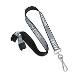 Heavy Duty Reflective Lanyard with Safety First Imprinted - High Visibility Neck Strap Badge and Key Holder with Breakaway Clasp by Specialist ID (Black/Gray)