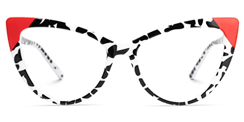 Zeelool Chelsy ZJGT154975 - Marco de ojo de gato para mujer con lente transparente sin receta, Zjgt154975-04 Dos tonos, L