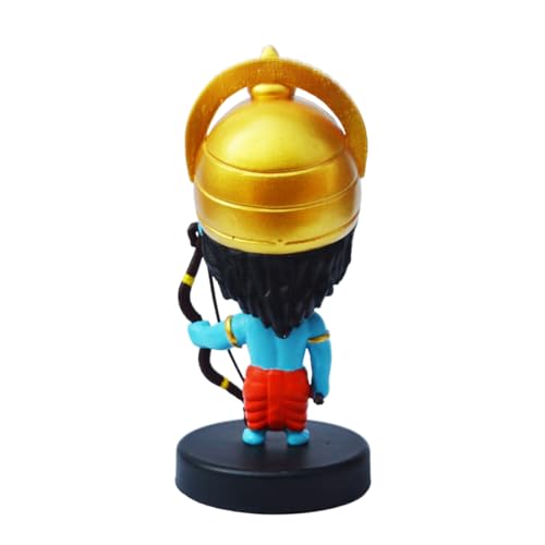Image of Lord Shree Ram Idol for Car Dashboard Bobblehead, Home Decor Items for Living Room, Office Desk, Bow in Hand, Murti for Gifting, Statue for Good Luck, Superhero Action Figure
