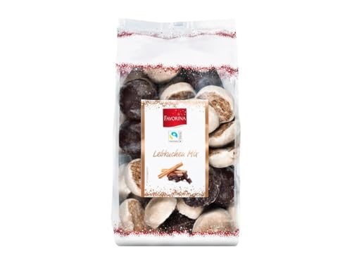Fakhri Lebkuchen Round with Dark + White Chocolate Coating 600g | Spiced Gingerbread Hearts Dipped in Dark Chocolate | Festive Biscuit Treats