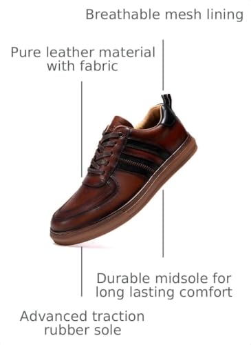Image of Arkbird Casual Sneakers, Breathable Lace-Up Leather Walking Shoes Comfortable Fashion Sneakers for Men Daily Work