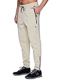 RBX Men's Fleece Sweatpants with Ankle Zippers, Breathable Soft Fleece Pants, Lightweight Fleece Gym Pants with Bonded Zipper Pockets Fleece Activewear Ankle Zip Stone L