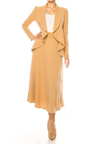 Women's Solid 2-Piece Blazer Skirt Set