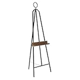 Deco 79 Metal Display Easel Large Adjustable Floor Standing Easel with Chain Support and Wood Tray, Display Stand 16' x 18' x 52', Black