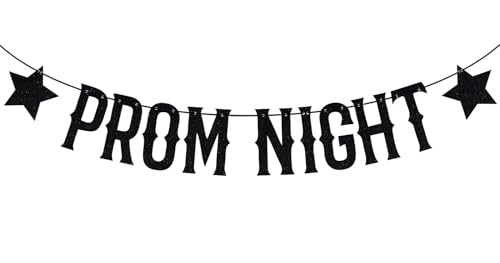 Black Glitter Prom Night Banner, Class of 2025...