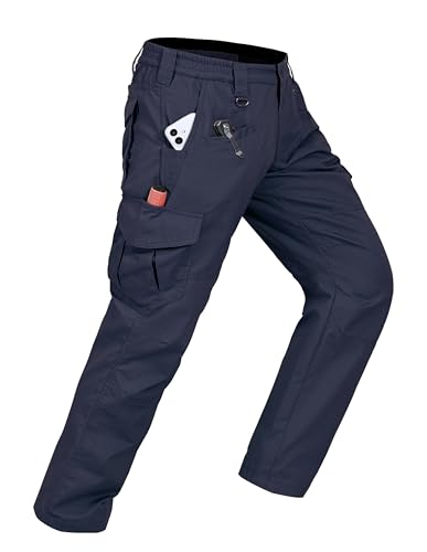 CNBQDD Mens Cargo Pants Lightweight Ripstop Work Hiking Pants Breathable Stretch Waterproof Multi-Pocket Durable Outdoor Utility Trousers for Construction Dark Blue 32Wx32L