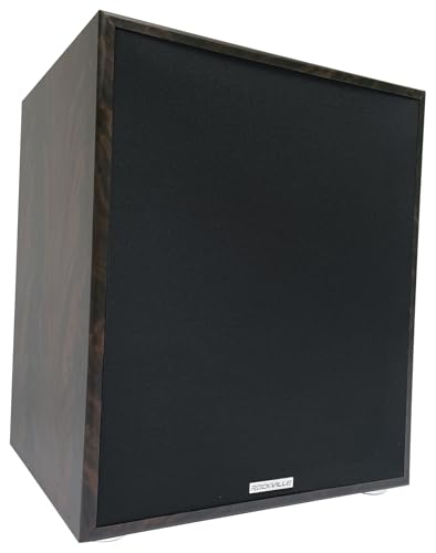 Image of Rockville Rock Shaker 15 inch Dark Wood Powered Subwoofer Home Theater