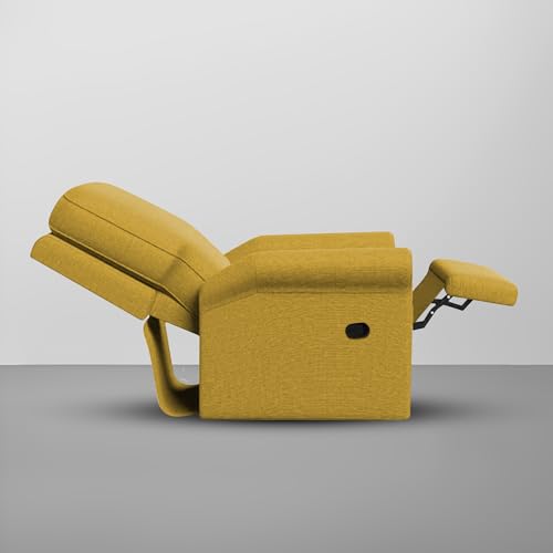 Image of CASALIVING Mersin Comfy Fabric Single Seater Recliner Chair, Recliner Sofa for Relaxing, Recliner Chair for Home Relax (Yellow) | Premium Fabric Sofa