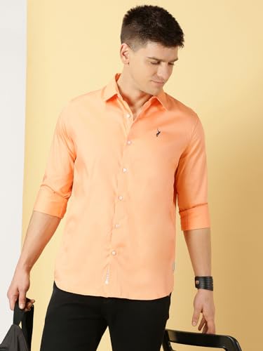 Image of Thomas Scott Men's | Solid | Full Sleeve | Slim Fit | Cotton Blend | Spread Collar | Casual Shirt