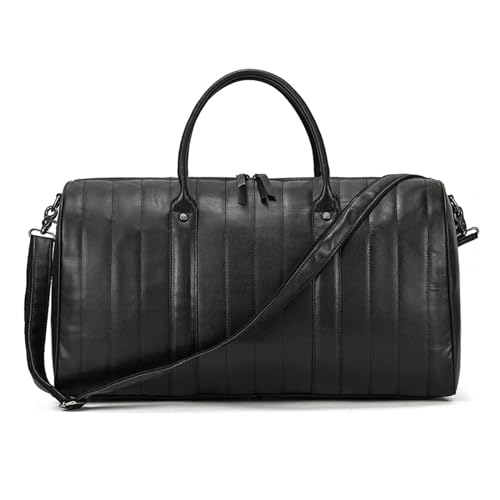 Leisure Shoulder Bag Carrying on Luggage Bag Large Men's Travel Bags Leather Retro Duffel Bag Folding Gym Bag,D-55 * 28cm