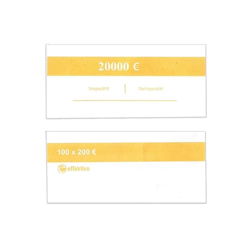 Geldschein-Banderolen für 200 Euro Banknoten (100 x 200 Euro) Karton á 1.000 Stück effektivo 10375
