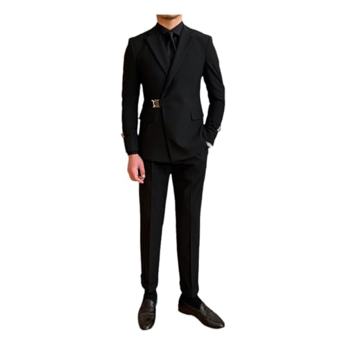 Men's Formal Black Fashion Suit Classic Fit 2-Piece Banquet Commuting Every-Day