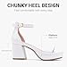 LAURMOSA Flower Girl Shoes Girls Dress Shoes White High Heels for Kids Dressy Sandals Size 4 Ankle Strap Open Toe Chunky White Heel Platform Pumps Wedding Church Party Big Kids Teens (L1038PWhite 4)