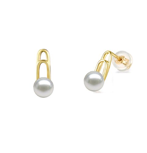 Boucles d'oreilles perle d'eau douce en or jaune 18K pour un mariage élégant