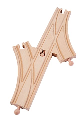 Eichhorn Schienenbahn 100006401 Weichen-Set, 2 teilig, FSC zertifiziertes Buchenholz, verbaubar mit Anderen Schienenbahnsystemen