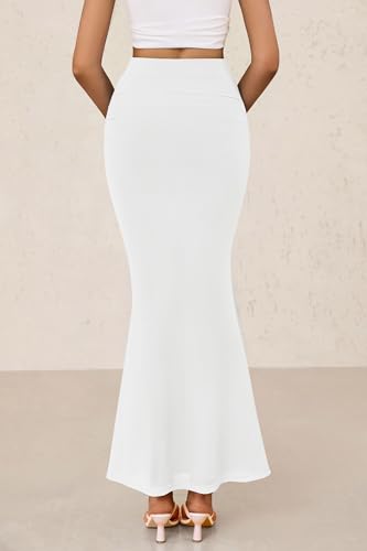 PRETTYGARDEN Women Bodycon Mermaid Skirt 2025 Spring Summer Casual Fitted Mesh High Waisted Ruched Maxi Long Going Out Outfit2