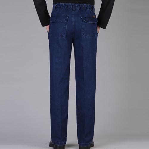 Mens Plus Size Elastic Waist Jeans Comfy and Classic Loose Fit Work Pants for Casual Wear,Relaxed and Comfortable Style3