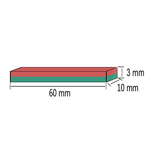 MIKEDE Strong Neodymium Bar Magnets with Double-Sided Adhesive, Rare-Earth Metal Neodymium Magnet - 60 x 10 x 3 mm,12 Pack