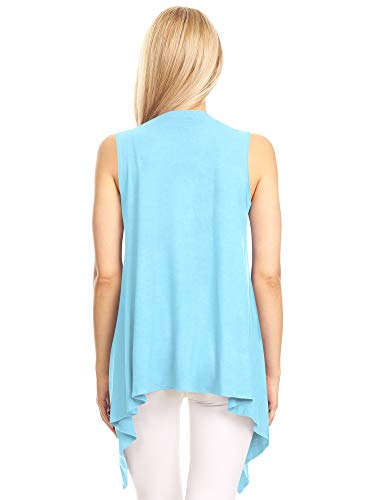 Image of Made By Johnny Women's Lightweight Sleeveless Cardigan - Draped Open Front Vest with Asymmetrical Hem
