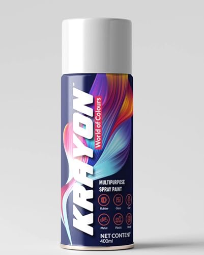 Image of BANNA Krayon Silver Acrylic Spray Paint 400 ml | Quick Dry Rust-Resistant Multi Surface Aerosol Spray Paint for Metal, Wood, Plastic, Glass, Furniture & DIY Projects