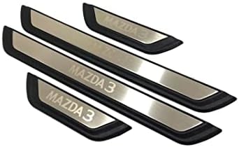 Car Door Sill Scuff Protector, for Mazda 3 2020-2023 Accessories Parts, Stainless Steel with abs Plastic Door Entry Guard Plate Trim Cover, Auto Interior Accessory Kick Panels 4pcs Set image 2