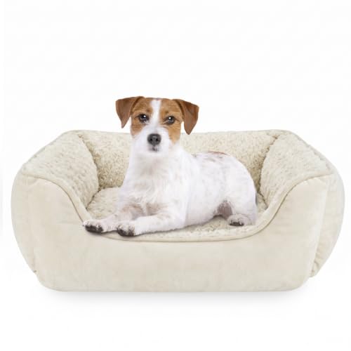 JOEJOY Rectangle Dog Bed for Large Medium Small Dogs - Washable Orthopedic Sofa Bed, Soft Breathable Puppy & Pet Cuddler, Durable Calming Dog Bed with Anti-Slip Bottom, Multiple Sizes, Cream