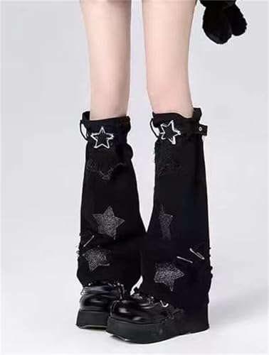 Image of HeiBai Xiong Punk Leg Warmers Women Hippie Gothic Y2k Harajuku Goth
