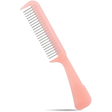 The Hair Doctor Handle Comb with silky smooth rotating teeth reduces hair breakage and hair loss (22 Stainless Teeth, Pale Pink) Stainless-Steel Teeth Cover