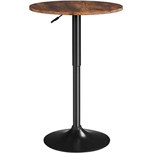 Yaheetech Table de Bar Ronde Haute Cuisine Mange-Debout avec Plateau en Bois MDF Réglable en Hauteur Pivotante à 360° pour Bistro Salon Salle à Manger...
