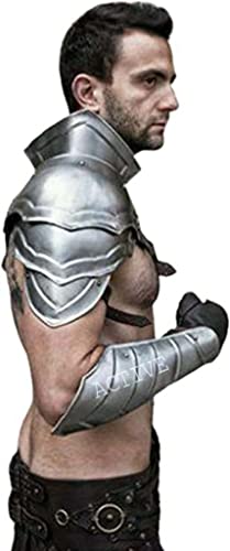 Sujetadores de acero de armadura medieval plateados en talla XL para disfraces de caballero LARP