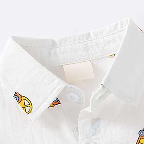 NLGToy Regatas para meninas meninos pequenos e grandes camisa de botão manga curta estampa de carro