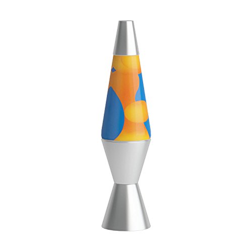 Lava The Original 2117 14.5-Inch Silver Base Lamp with Orange Wax in Blue Liquid