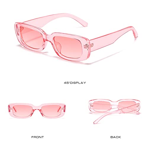 Image of IKANOO Retro Rectangle Sunglasses for Women Men Small Square Frame Trendy Y2K 90's Black Sunglasses