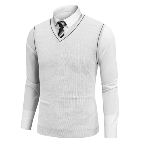 Lightweight Sweater Vest Men V Neck Slim Fit Casual Sleeveless Knitted Pullover Sweaters Business Work Waistcoat