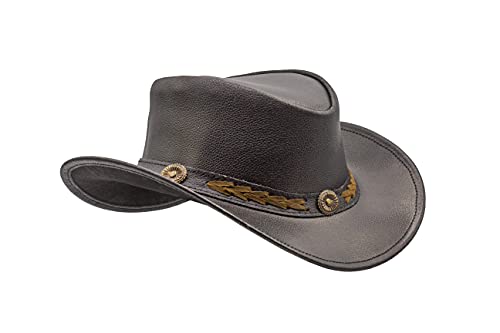 Image of HADZAM Leather Cowboy hat Shapeable into Outback hat, Australian Hats for Men & Women