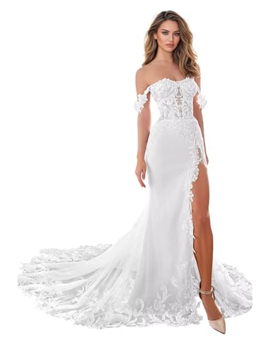Zeeyecie White Boho Wedding Dresses for Brides...