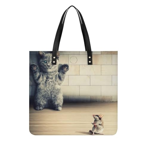 Tote bag de voyage chat souris grand sac à bandoulière pour vos sorties