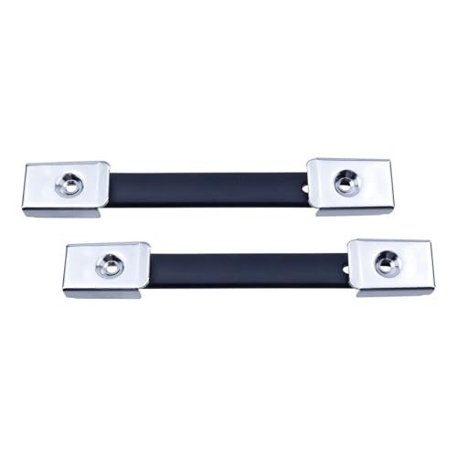 Image of Durable Rubber Handle with Screws for Luggage Suitcase Toolbox Cabinet, 6-3 /8 Inch Black Pull Strap for Storage Box, 2Pcs