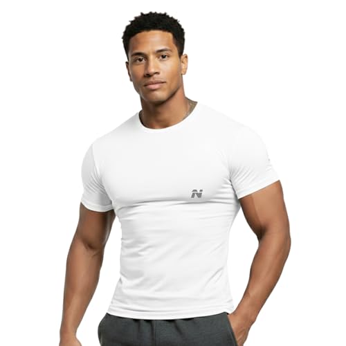 Image of NINQ Full Sleeve Compression, Workout, Round Neck, Down Shoulder T-Shirt - Men's Gym, Athletic & Sports Tights for Fitness