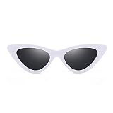 Clout Brille Vintage Cat Eye Kleine Dreieckige Sonnenbrille Mod Style UV-Schutz Kurt Cobain Gläser (weiß)