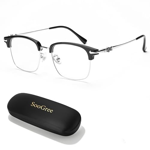 Image of SooGree Blue Light Blocking Glasses Men Women Anti Blu-Ray Clear Gaming Glasses Half Frame UV 400 Anti Eyestrain Computer
