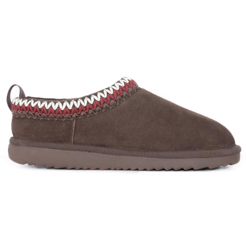 Image of Women's Genuine Shearling Slippers Suede Warm Indoor Outdoor Shoes Rubber Sole