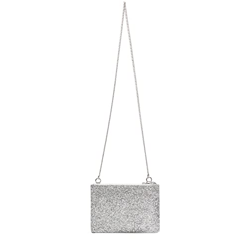 Lam Gallery Bling Silver Chain Crossbody Bag Sparkling Silver Evening Clutch Purse Glitter Chain Shoulder Handbag #TOP1
