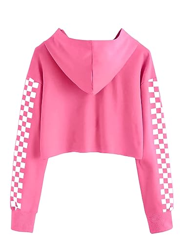 Image of Imily Bela Kid Crop Tops Girls Hoodies Plaid Long Sleeve Fashion Sweatshirt