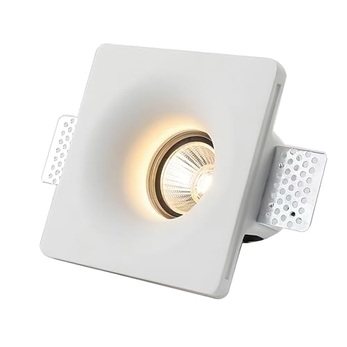 BARCELONA LED - Downlight Led Cuadrado de Escayola Trimless. Plafón Empotrable con casquillo GU10 – Pintable, Lavable, Sin Marco – Iluminación Minimalista para Interior